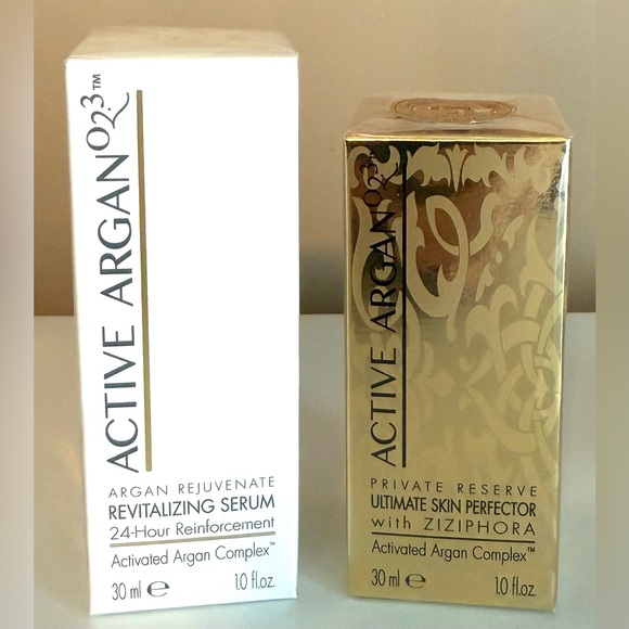 ACTIVE ARGAN 023 REVITALIZING SERUM & PRIVATE RESERVE SKIN PERFECTOR SEALED